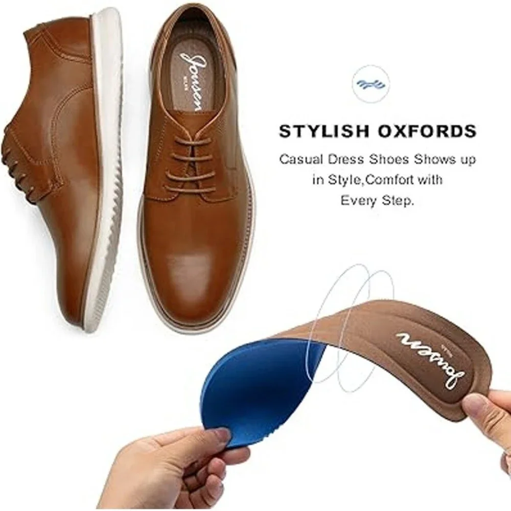 New Jousen Mens Size 9.5 Brown Faux Leather Lace Up Brogue Formal Oxfords Shoes